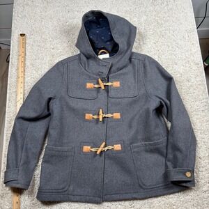 Levi's Duffle Coat Hooded Toggle Button Gray Wool Blend Women's L G